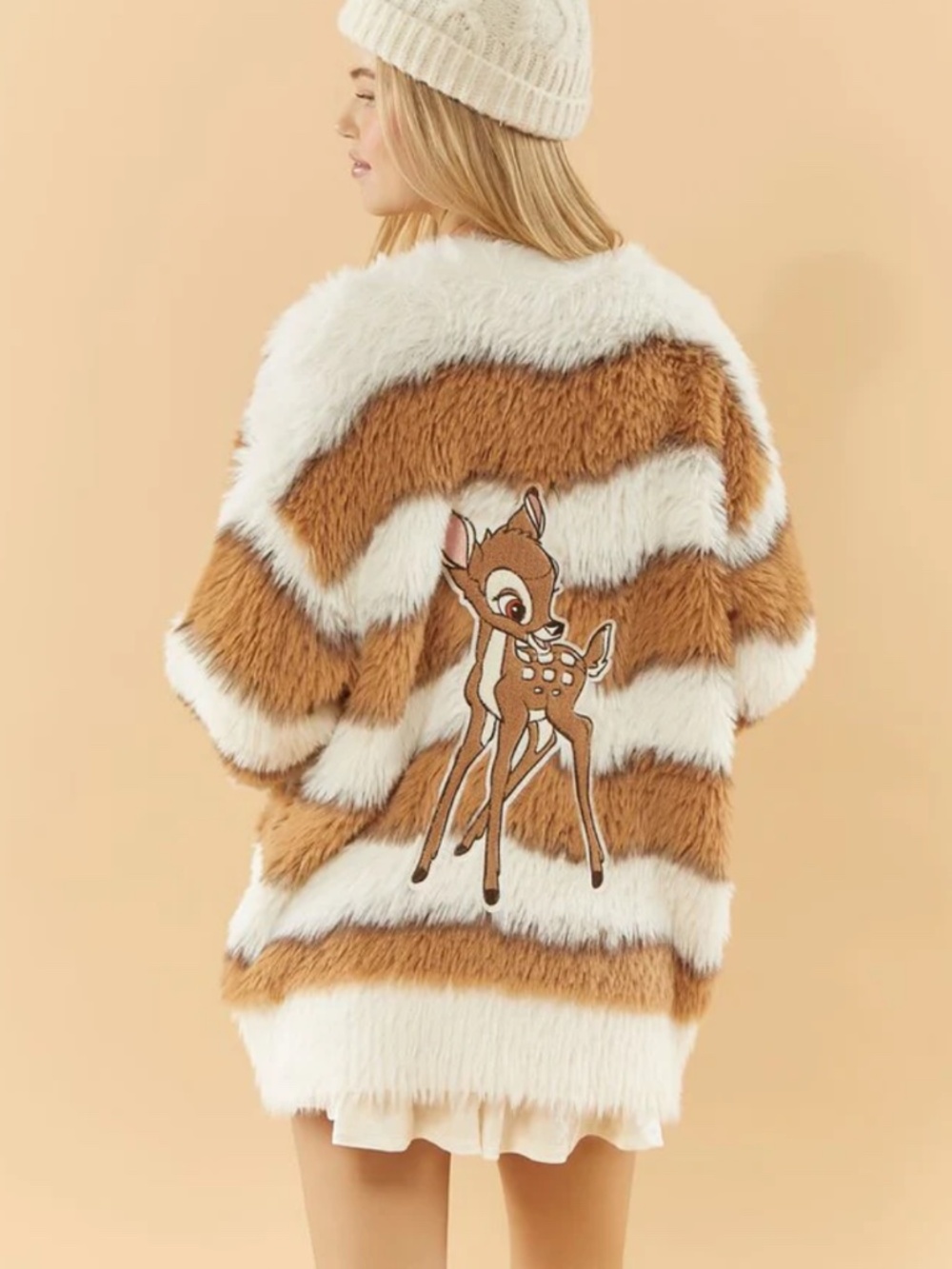 Disney x Forever 21 Bambi Faux Fur Cardigan Sweater Size Small